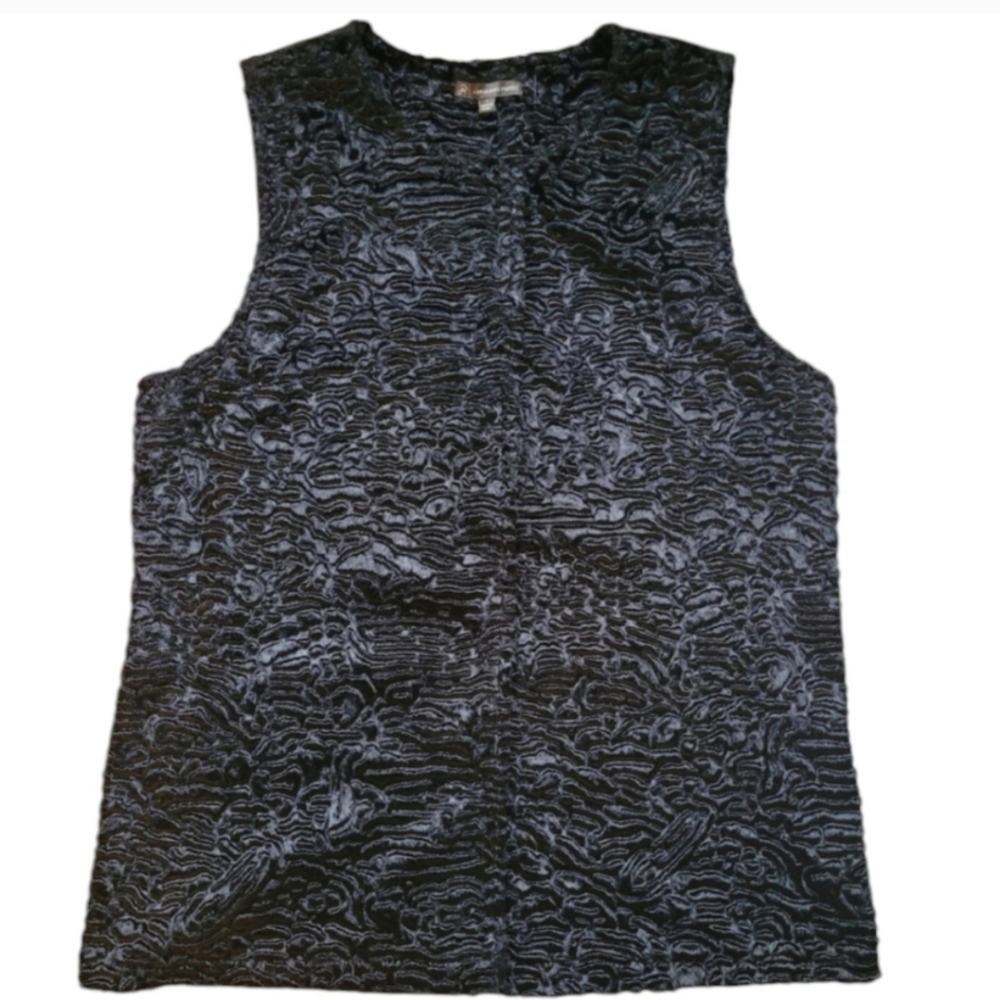 Faux Fur Knit Black Vest Back Waistcoat Adrianna Papell Textured